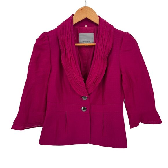 Classiques Entier Blazer Jacket Womens XS Pink Cotton Silk Blend Sheer Sleeves - Picture 1 of 9